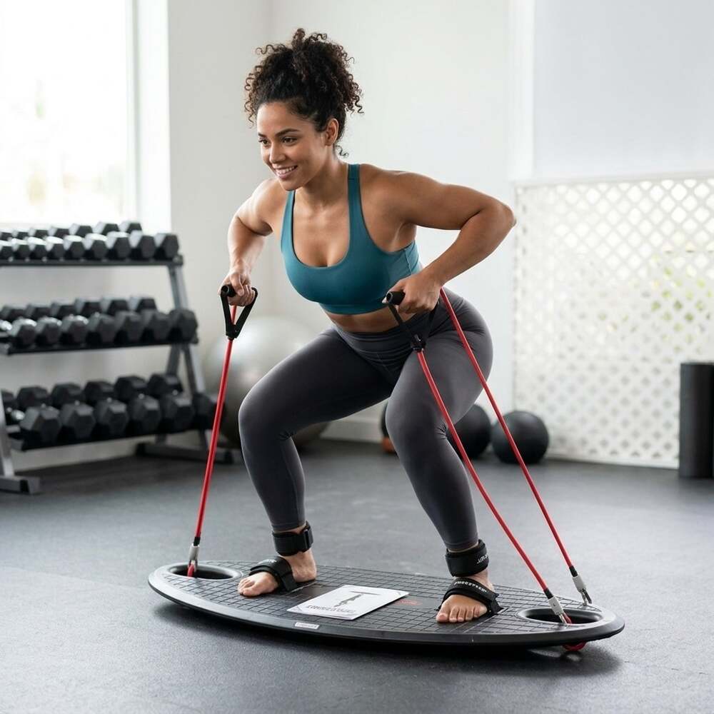 Freestyler Board Core Fitness Resistance Band Trainer Home Gym System w/ Manual